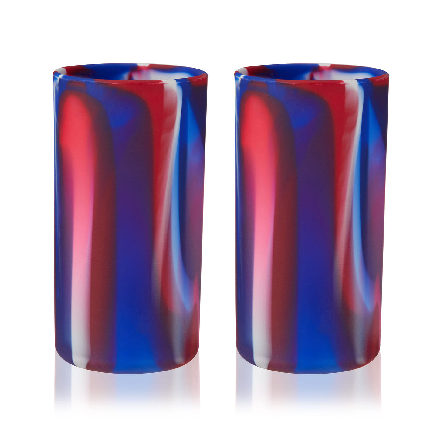 True Flexi Tie Dye Aerating Silicone Highball Tumblers, Reusable Highball Tumblers, 19 Ounces, Set of 2, Dishwasher Safe Drinkware, Silicone Cup Kitchen set, ribbed glass, set of 2, Multicolor 2 count