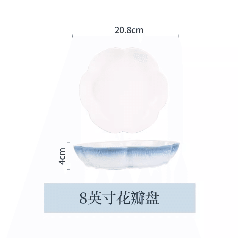 Shunxiang Yipin 8-inch petal plate (Cloud Shadow Glass) 1 count