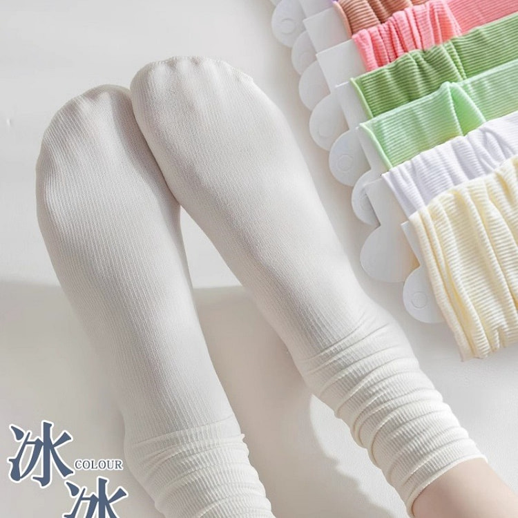 堆堆袜子夏季薄款中筒袜天鹅绒【5双】2白2奶1黑
