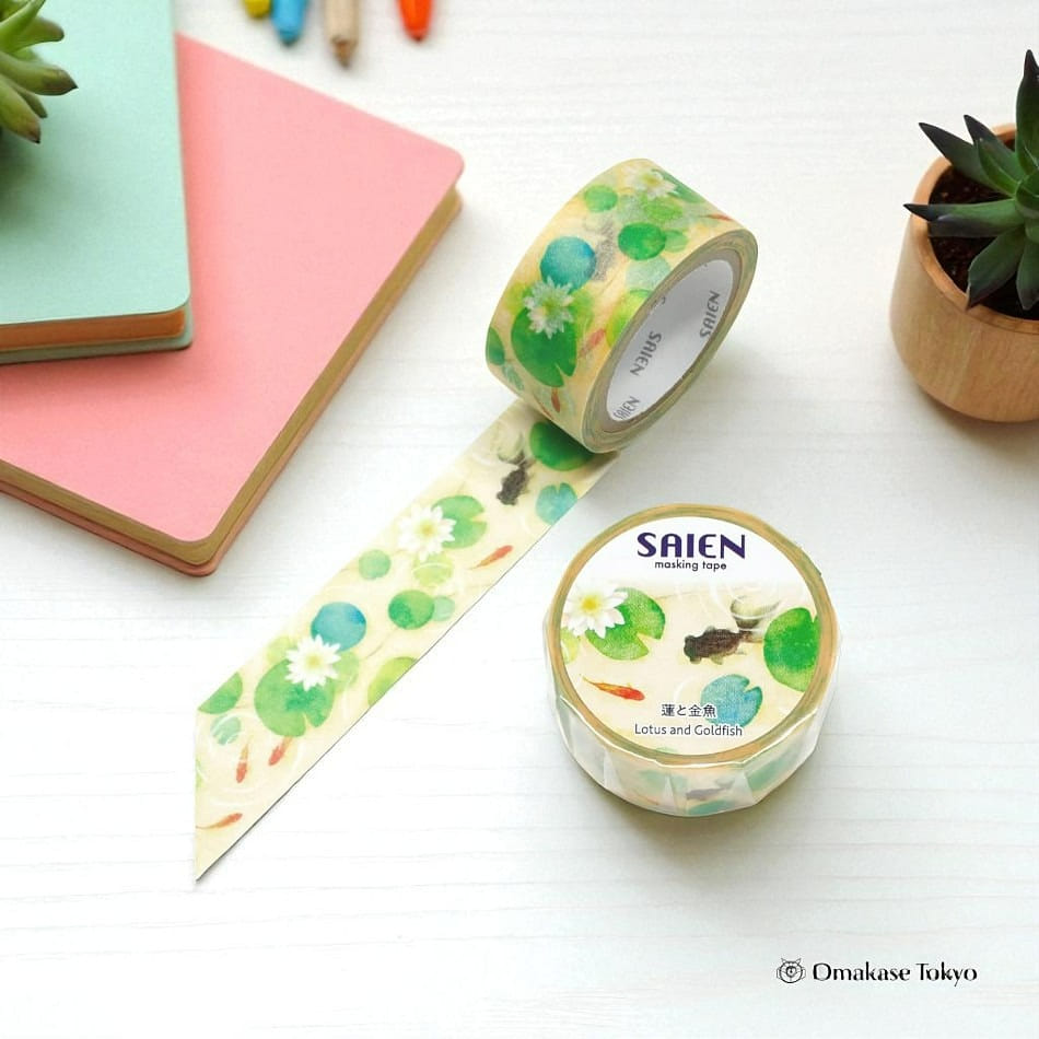 Japanese Washi Masking Tape Lotus and Goldfish 10 g