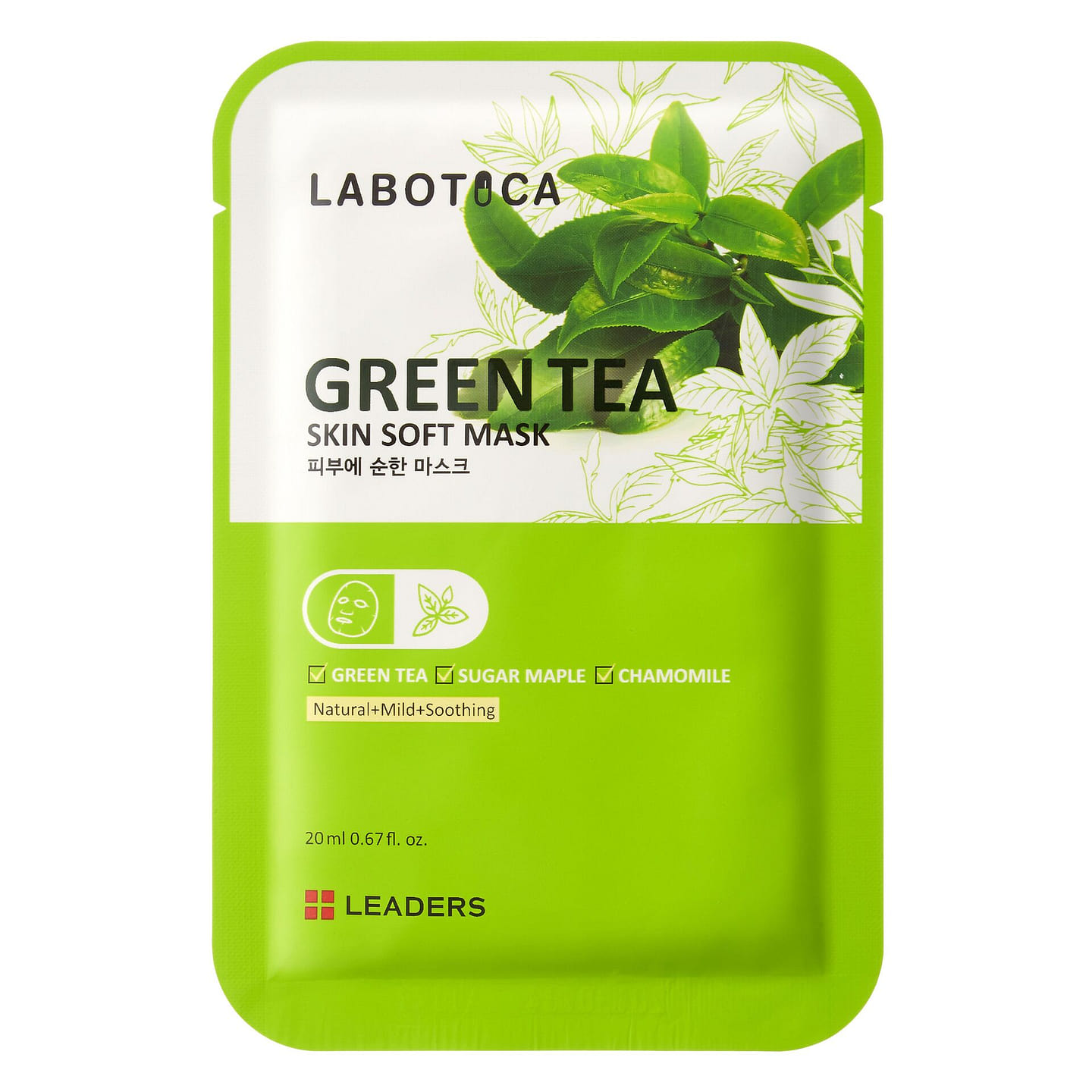 Labotica Green Tea Skin Soft Mask 10 Sheet Masks 20 ml(ミリリットル)