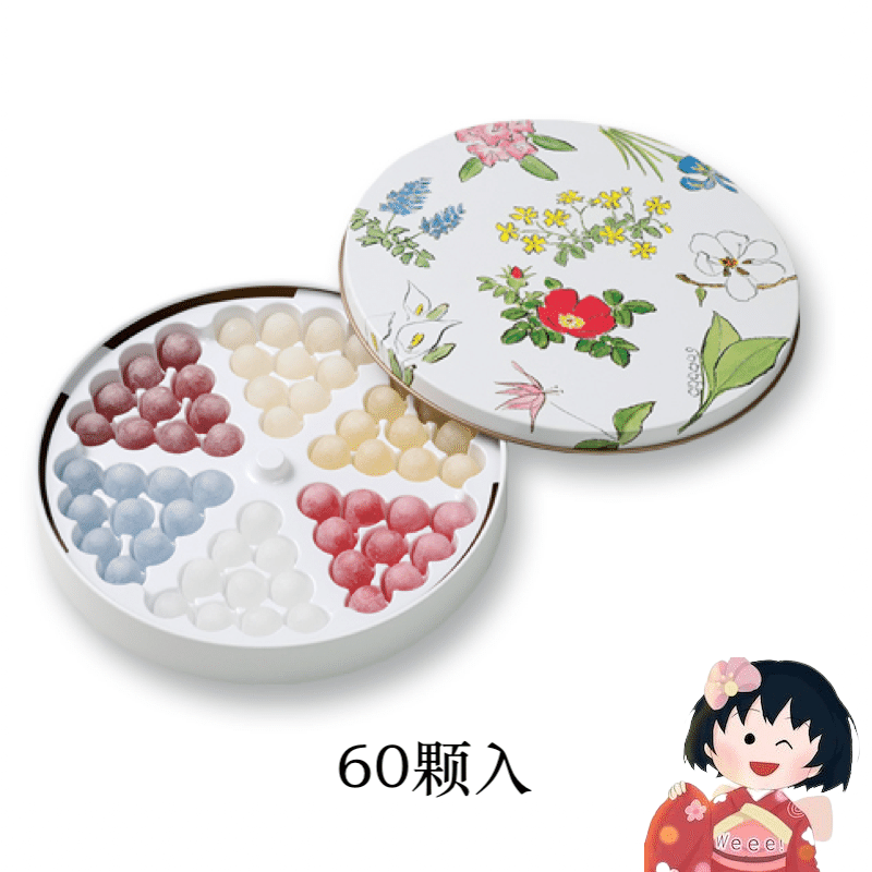 Rokkatei six-color liquor candies 60 pieces 1 box
