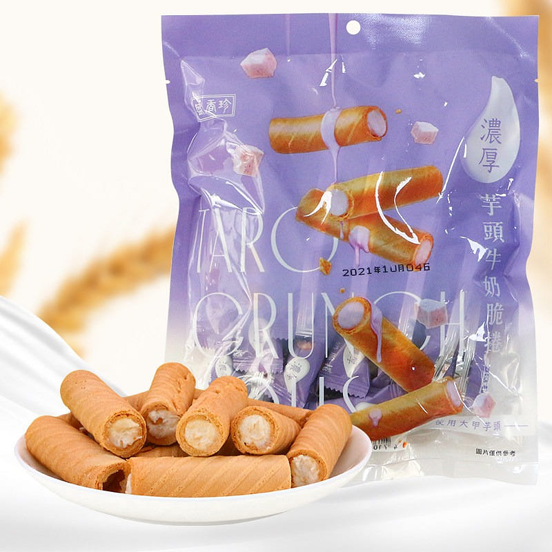 Shjfoods premium taro milk crispy roll 140g 140 g