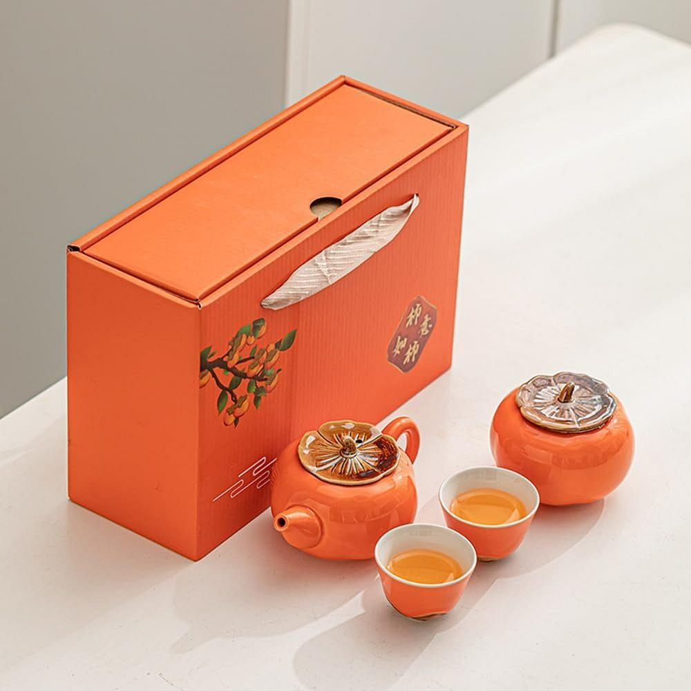 Gongfu Ceramic Tea Set Teapot, Tea Can & 2 Cups 1 each