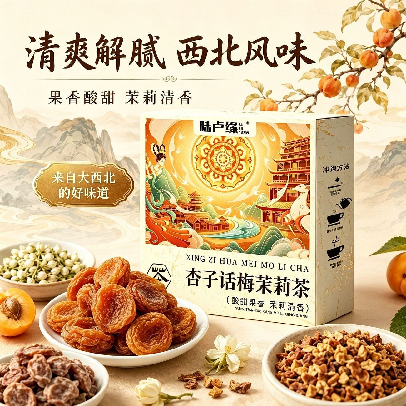 Lu Luyuan Apricot Plum Jasmine Tea 100g/box 100 g