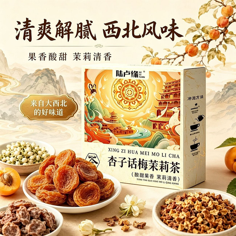 陆卢缘 杏子话梅茉莉茶100克/盒 100 克