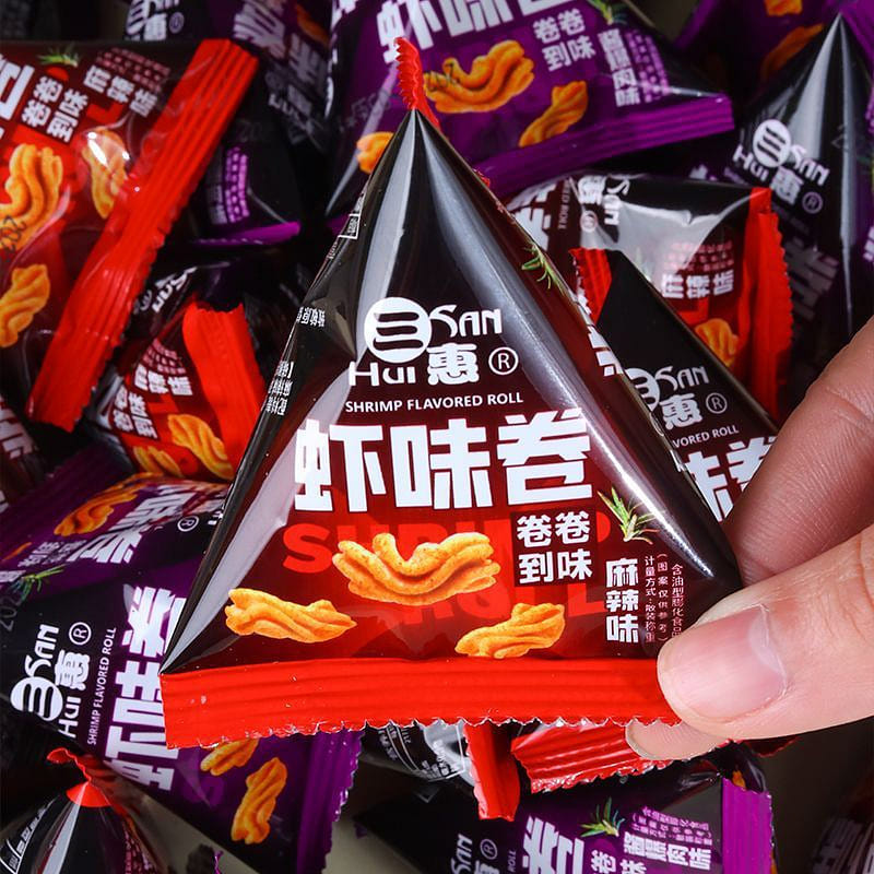 Eight-clawed shrimp flavor rolls are crispy and puffed snacks, and Haidilao has 10 カウント