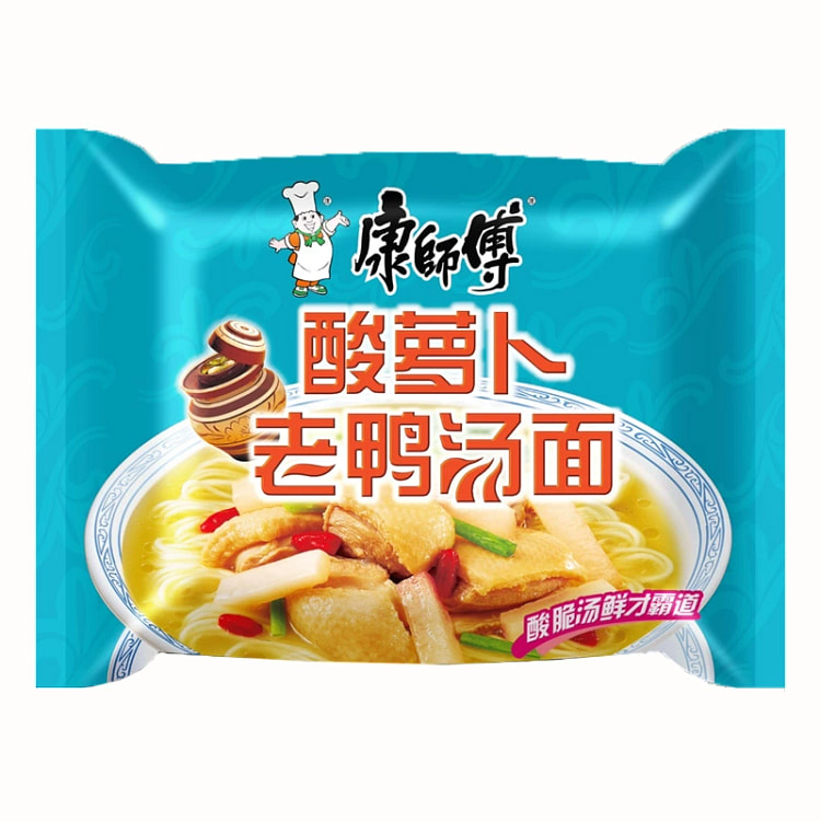 康师傅酸萝卜老鸭汤面 袋装方便面 泡面速食 川渝版微辣 112g*1袋