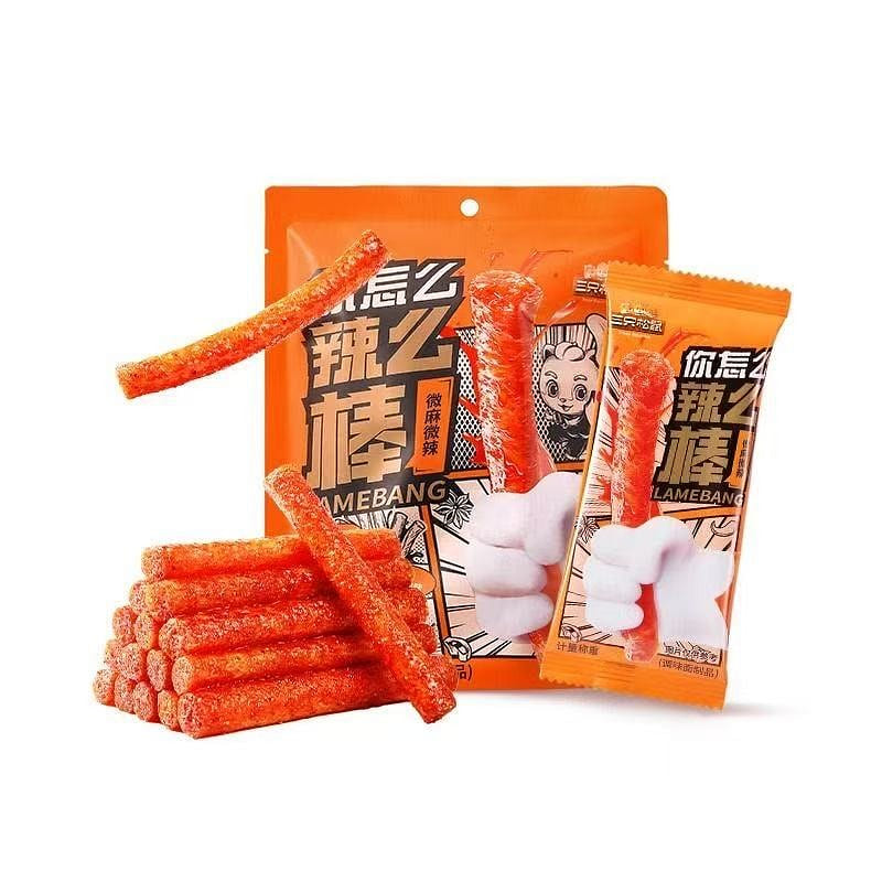 三只松鼠香辣味辣条童年辣片礼包老式面筋小吃休闲零食 300 克