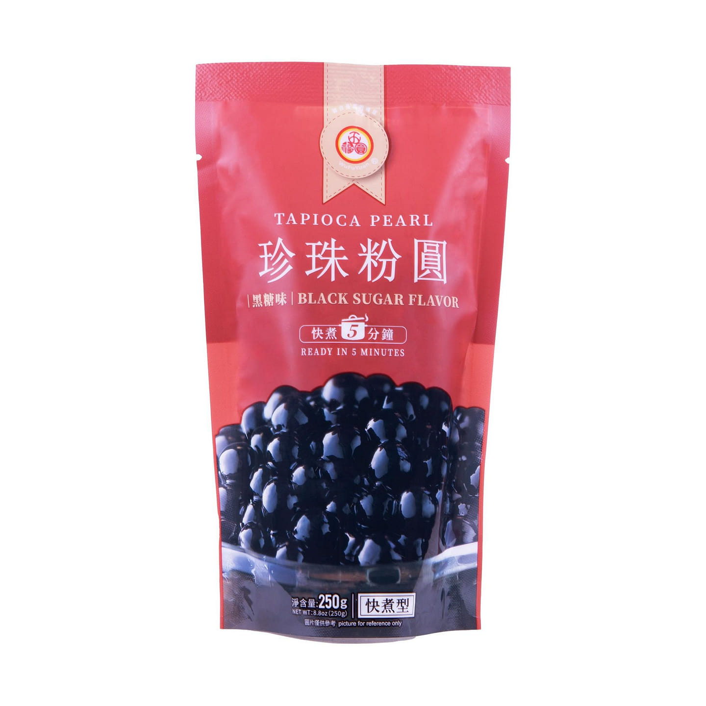 WuFuYuan Boba Tapioca Pearl, Black Sugar Flavor, Ready in 5 Minutes, 8.8 Oz. 1 each