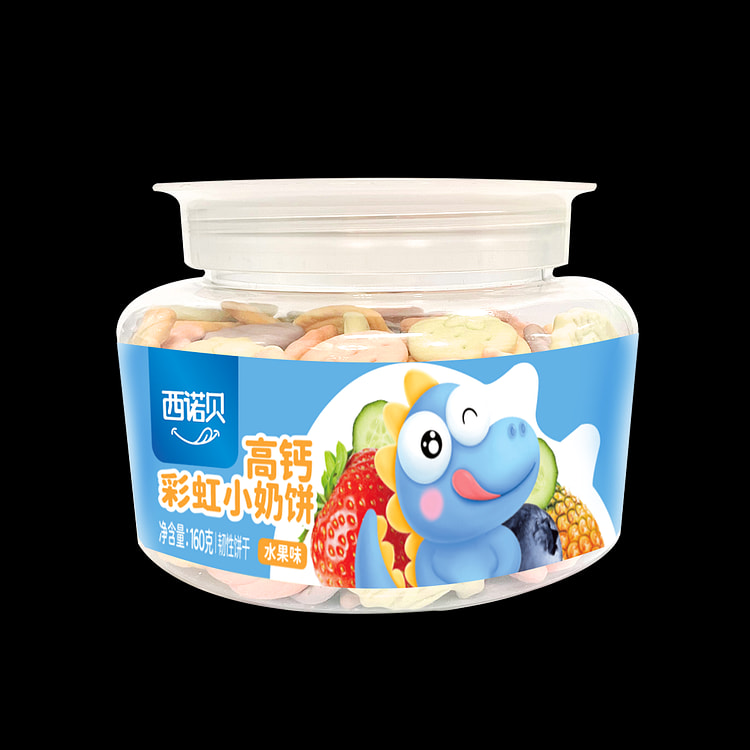 西诺贝高钙彩虹小奶饼趣水果味形状零食160g*1瓶