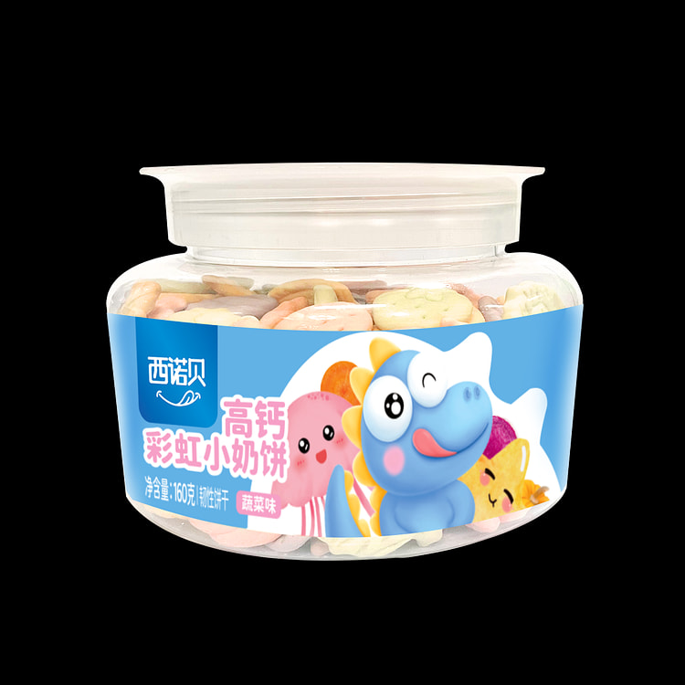 西诺贝彩虹小奶饼趣味蔬菜味状零食160g*1瓶