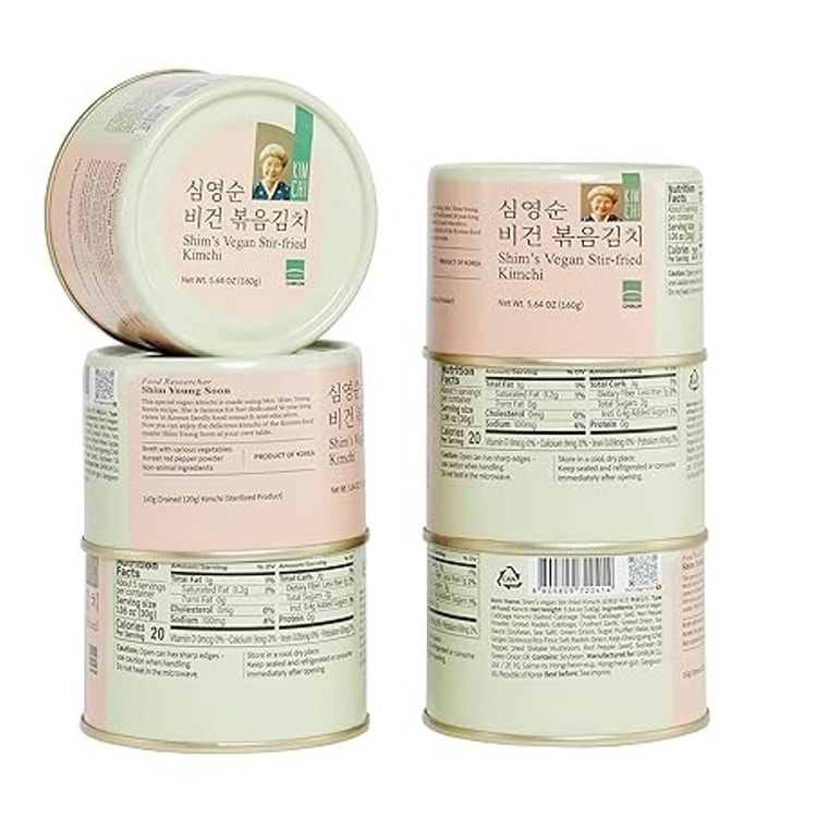 Shim's 素食炒泡菜，韩国大白菜罐头，易于储存