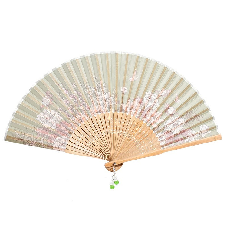 Blossom Folding Fan (Water Bamboo Green) 1 count