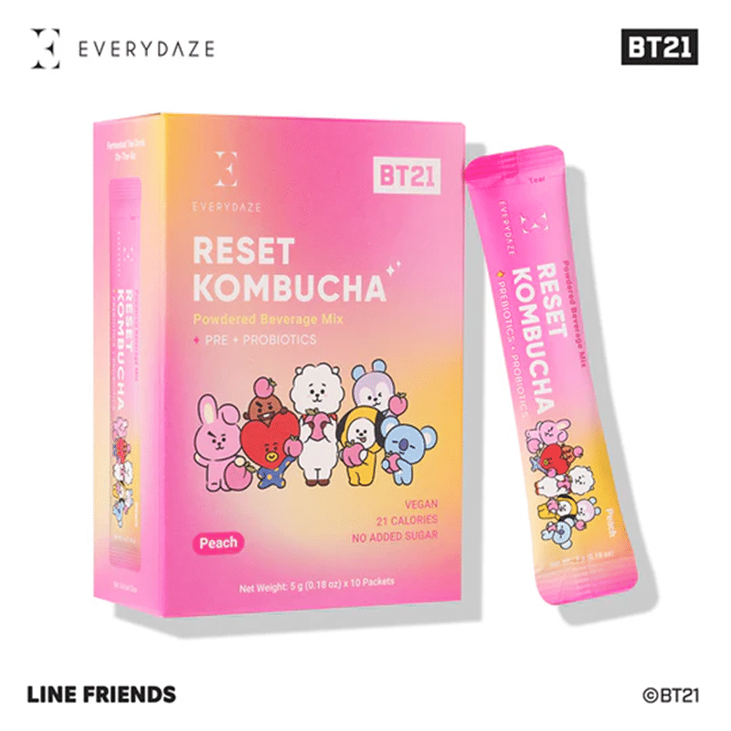 EVERYDAZE – BT21 RESET KOMBUCHA- Peach- 10 Packs 50 g