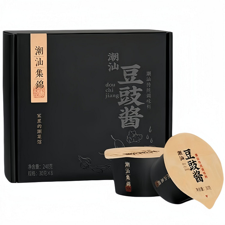 潮汕集锦豆豉酱即食黑豆豉不辣调味酱30g*8杯 240 克