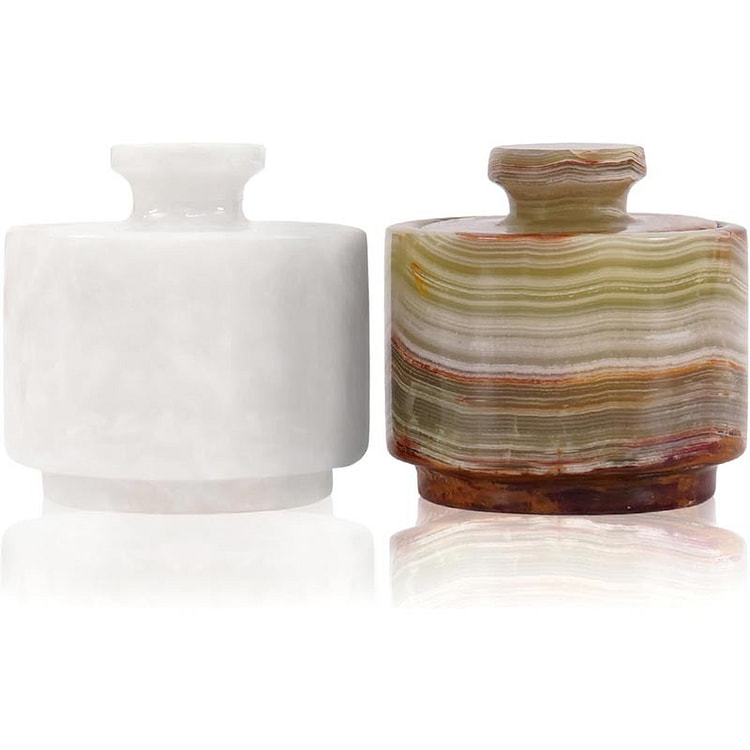 Marble Salt Cellar White & Green - Luxury Storage 1 each