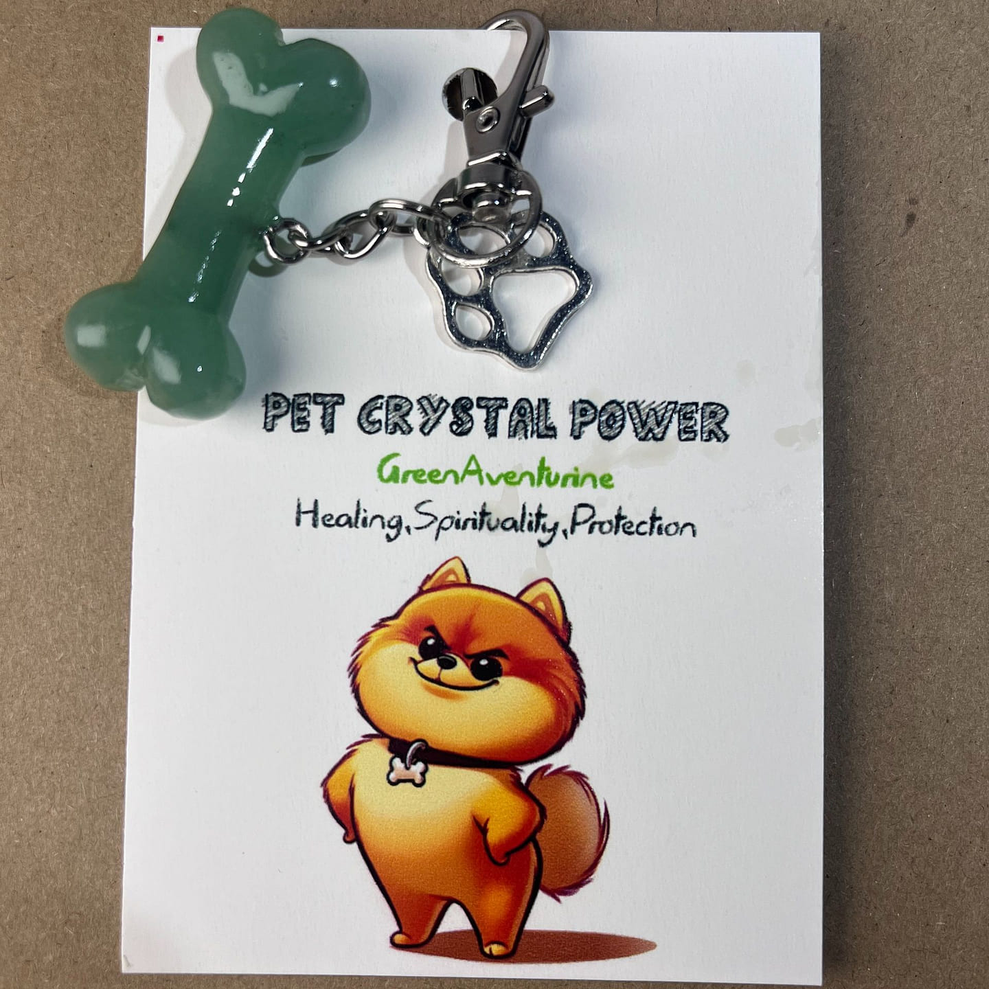 Spiritual Harmony Crystal pet Bone pendant Pomeranian Green Dongling Dog 0.05 g
