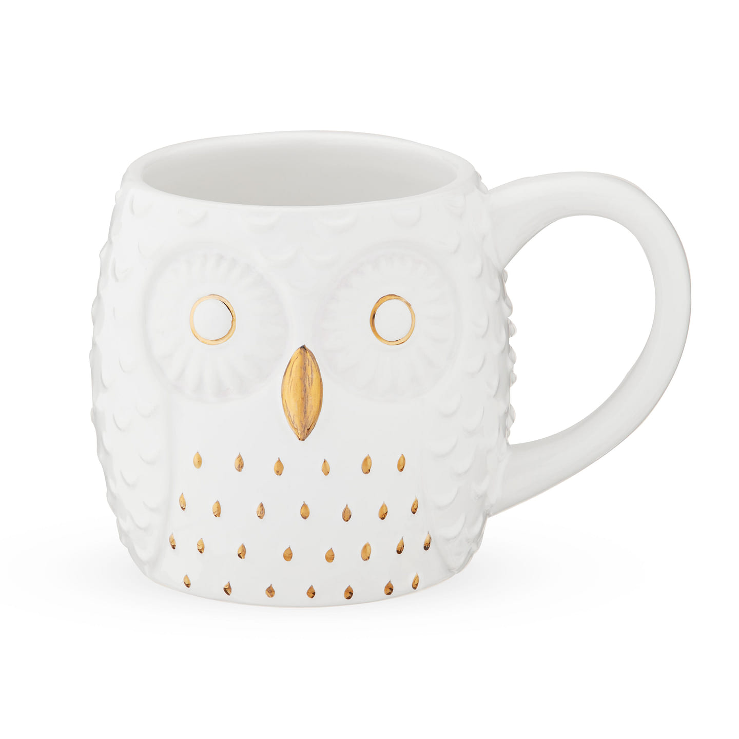 Pinky Up Olivia Owl Mug, Cute Mugs for Women, Tea Tumbler Cup, Tea Accessory Gifts, Owl Design, White and Gold, 16oz 16 oz