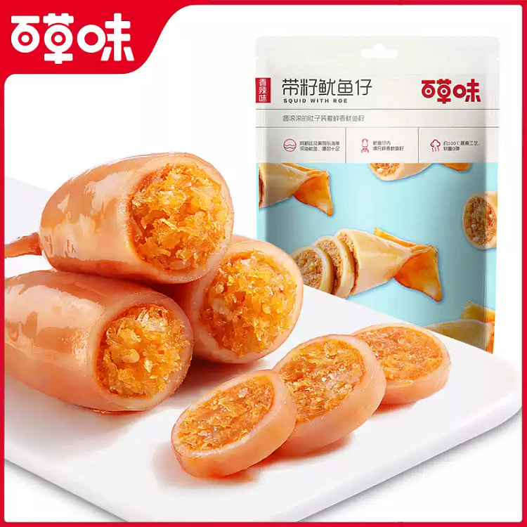 百草味 带籽鱿鱼仔180g 香辣味