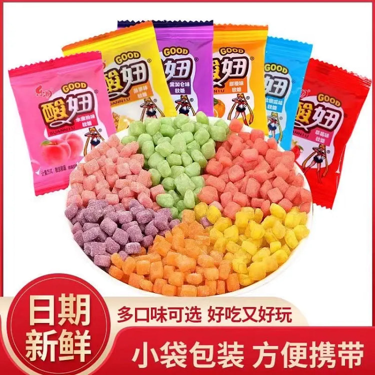 Sour and sweet gummy fruit candy 15 g