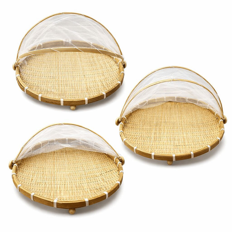 Sustainable Bamboo Baskets with Covers 3 each