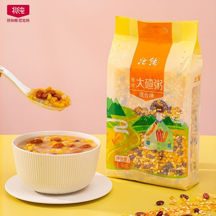 北纯大碴粥玉米碴粥东北玉米碴芸豆大碴粥混合粗粮 1000 克