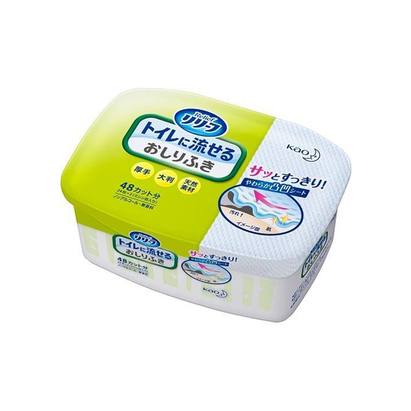 KAO toilet wet wipes flushable box 24 sheets 1 each