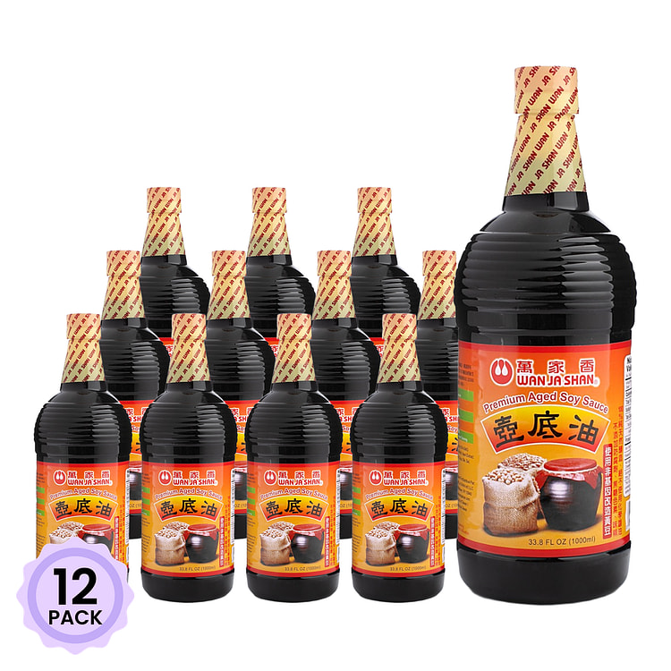 万家香 壶底油 (陈年酱油） 33.8 液盎司*12 包