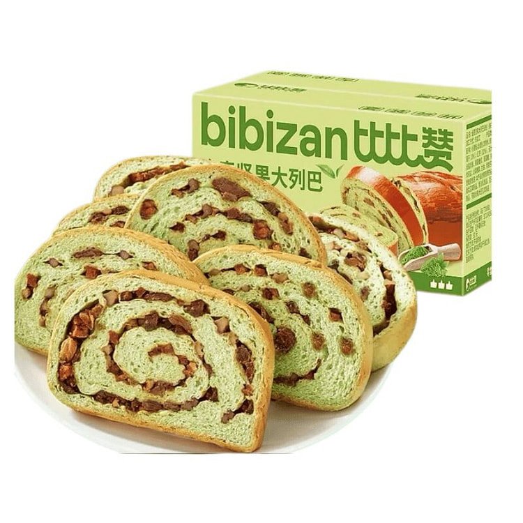 比比赞 全麦坚果大列巴抹茶味面包 1箱