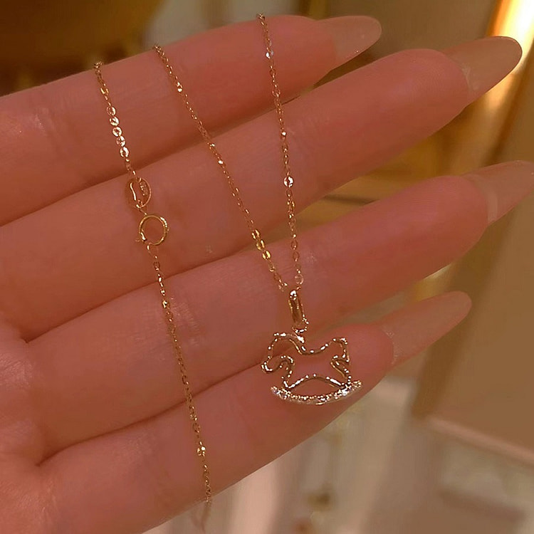 New Country Style Carousel Necklace #Gold 1Pc