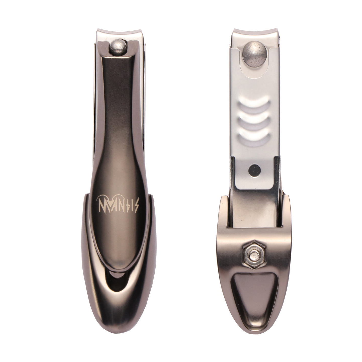 MANTIS Nail Clippers with Catcher, Bionic Design for Male, Stainless Steel, Black 1 each