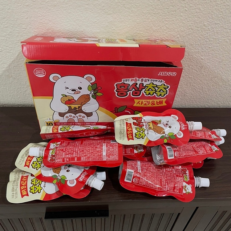 CHU CHU 红参苹果梨果汁饮料 10入