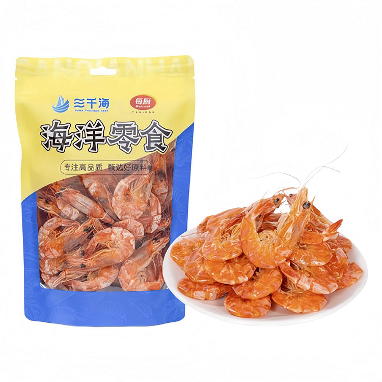 三千海  烤虾干中号烤虾活虾烤制 120g1袋 120 克