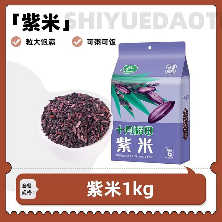 十月稻田 紫米 低脂粗粮糯米真空装五谷杂粮米 1000 克