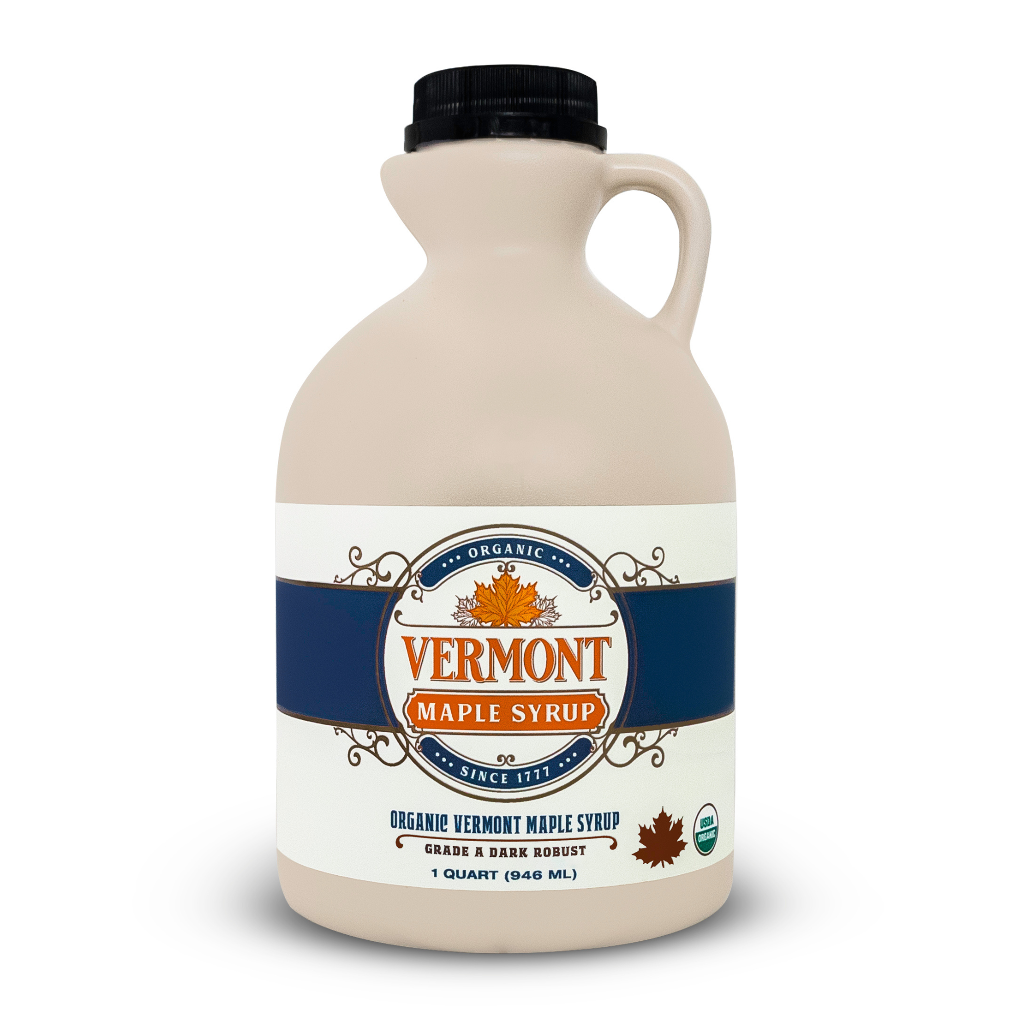 Dark Organic Vermont Maple Syrup - Jug 32 oz - quart / Single 47.58 oz