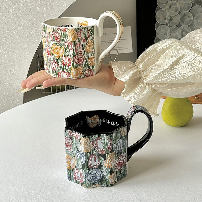 Morris style full of flowers Mark ceramic water cups home office cups 2 each