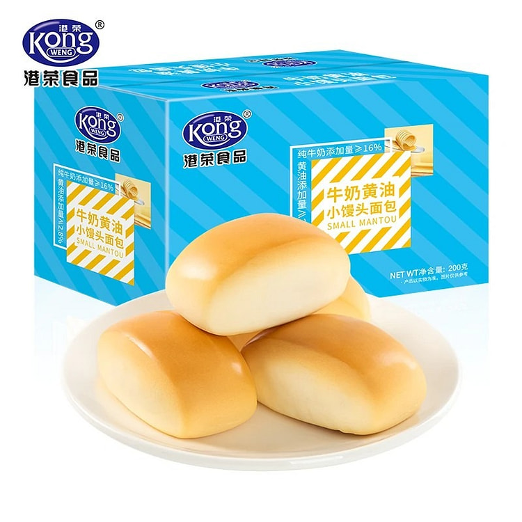 港荣牛奶黄油小馒头手撕面包营养早餐健康零食200g 200 克