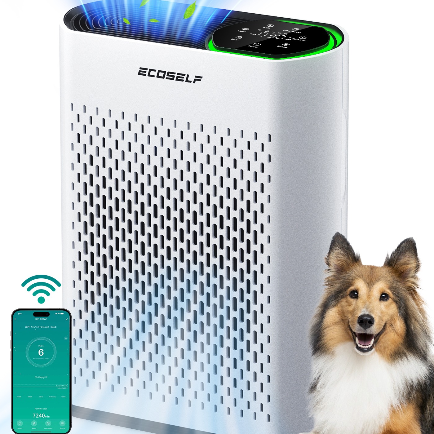 ECOSELF air purifier with air quality monitor 6.6 lb