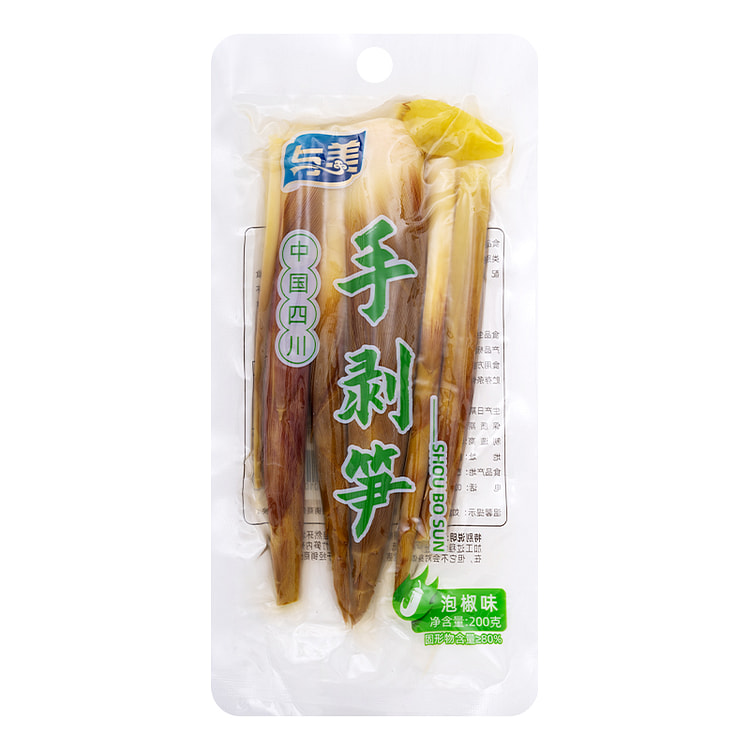 与美手剥笋泡椒味开袋即食手撕嫩竹笋解馋休闲小零食脆笋 200g*1袋装
