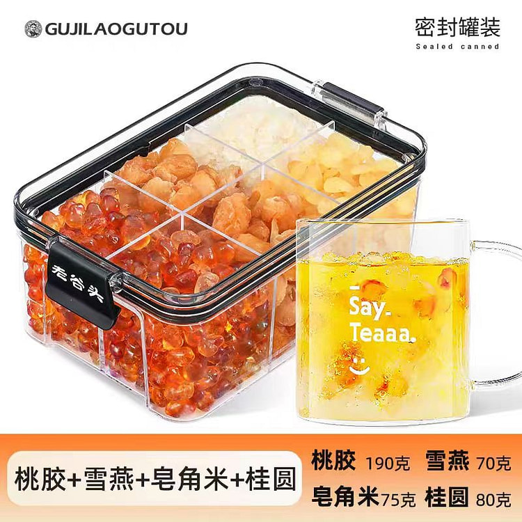 谷记老谷头 桃胶雪燕皂角米桂圆组合 女神胶养四宝 补气养颜 415g*1盒
