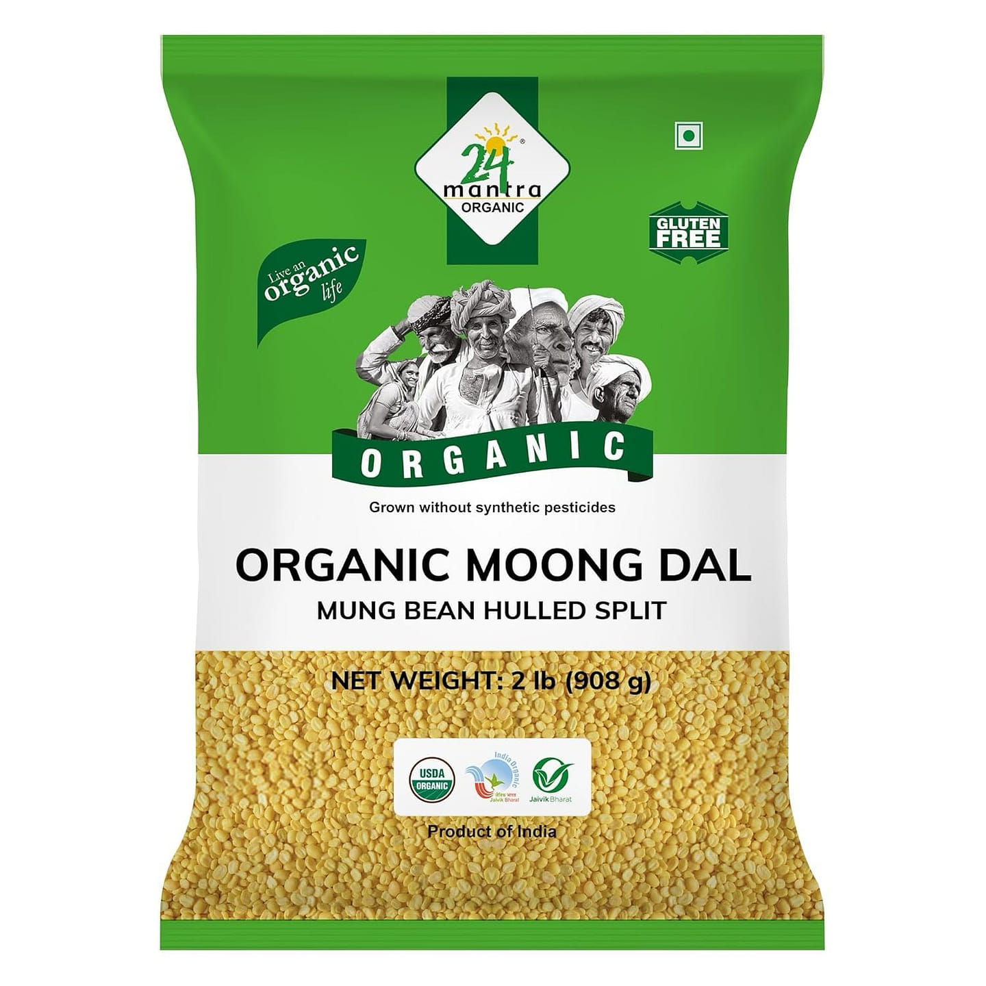 24 Mantra Organic Moong Dal 2 LB 1 pack