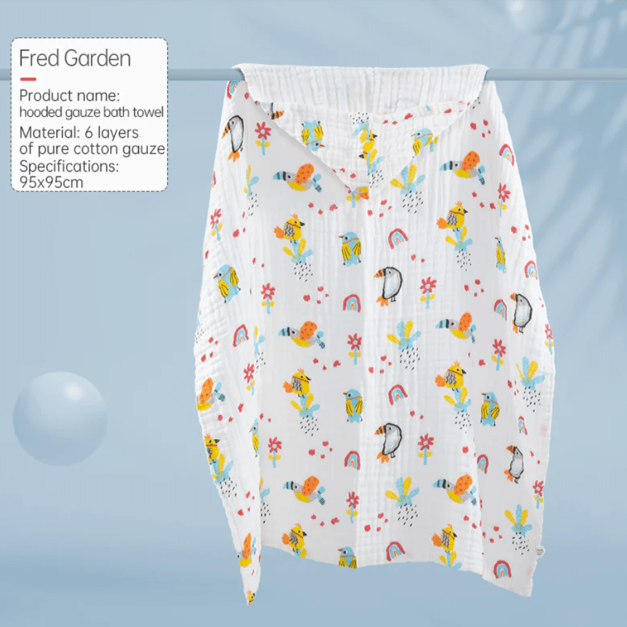 Bebetour Muslin Hooded Cotton Towel 95cm*95cm – Garden 1 each