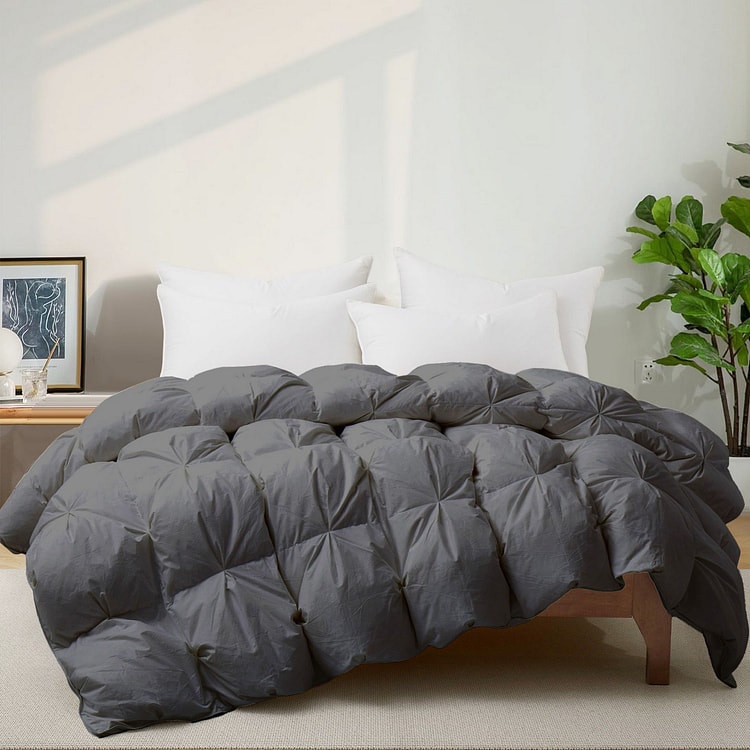 UNIKOME Gusset Feather Blanket All Season Comforter Sets  Dark Grey 90*90"