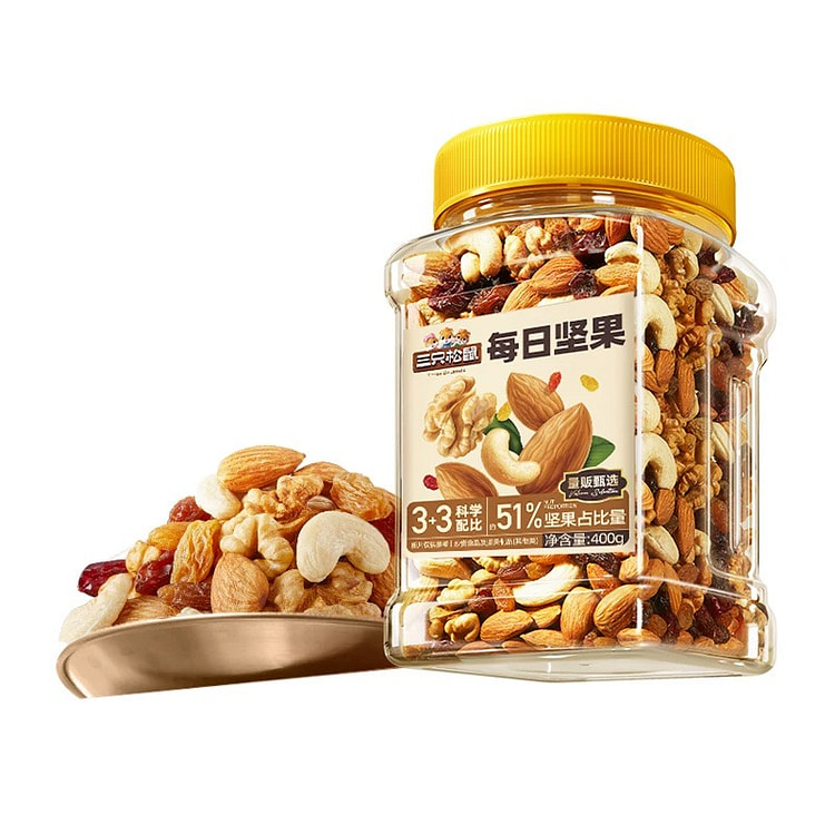 Three Squirrels Daily Mixed Nuts Jar 400g 400 g