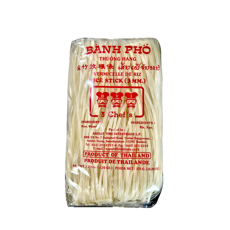3 Chefs Rice Stick Noodles 3mm 375g 1 pack