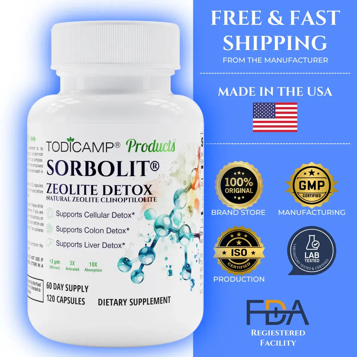 TODICAMP Zeolite Detox Capsules Full Body Cleanse 1 pack