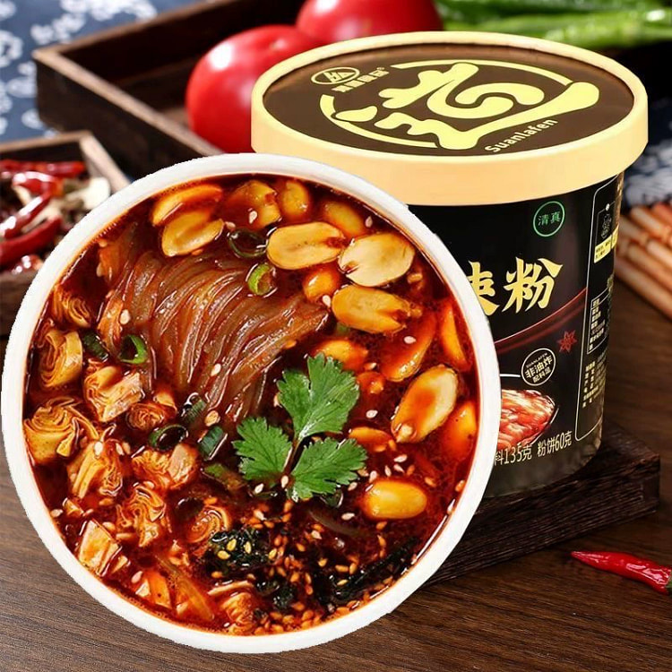 豫道食品 黑金版酸辣粉 桶装重庆免煮酸辣红薯粉丝米线方便速食 135g*1桶