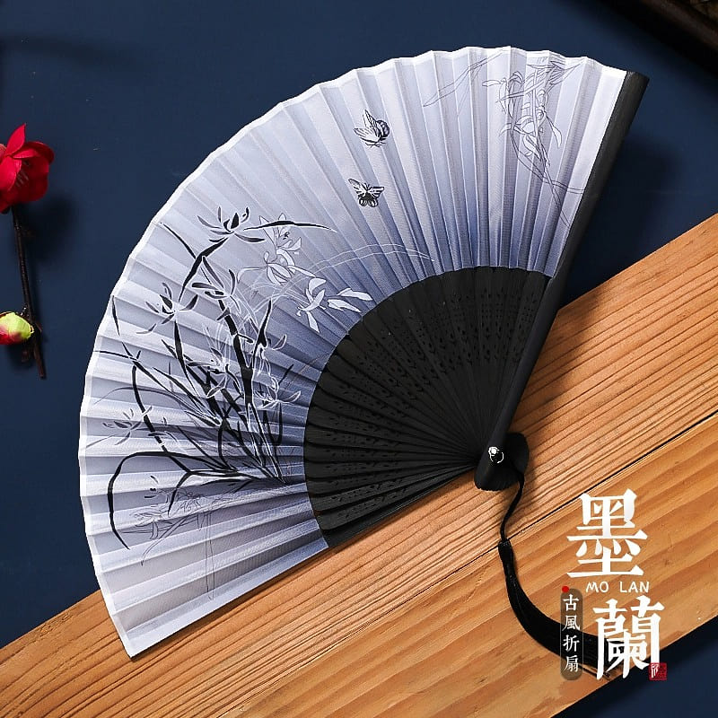 Antique fan – Folding fan (Chinese Black Orchid) 1 count