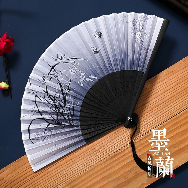 古风扇子折扇 中国风汉服旗袍舞蹈夏日小扇（墨兰）